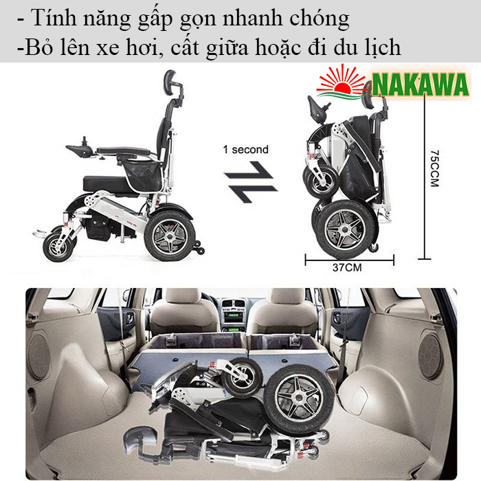 khả năng gấp gọn của xe lăn điện nakawa nkl-04